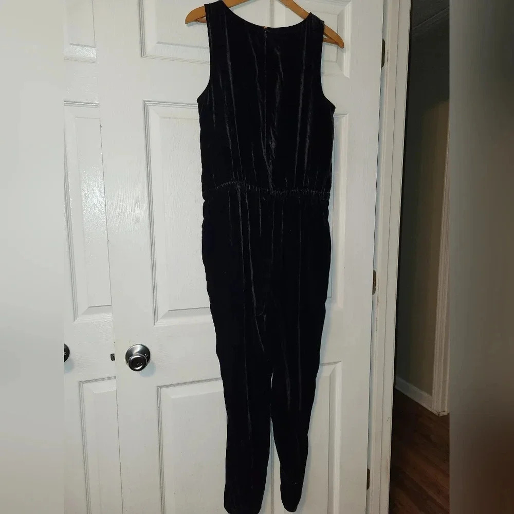 Eileen Fisher Velvet Sleeveless Jumpsuit One Piece‎ Women's Size Small Black